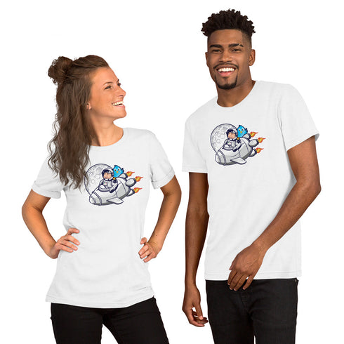Elon Musk On A Spaceship With Twitter On Board Short-sleeve unisex t-shirt Elon Musk t-shirt - Mainstream Freedom